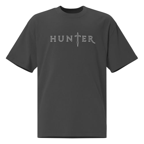 HUNTER mens oversized faded t shirt faded black front — product mockup
