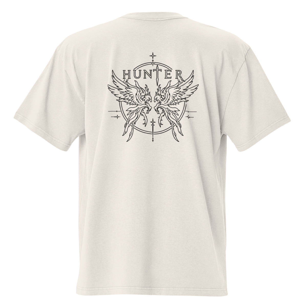HUNTER mens oversized faded t shirt faded bone back — product mockup