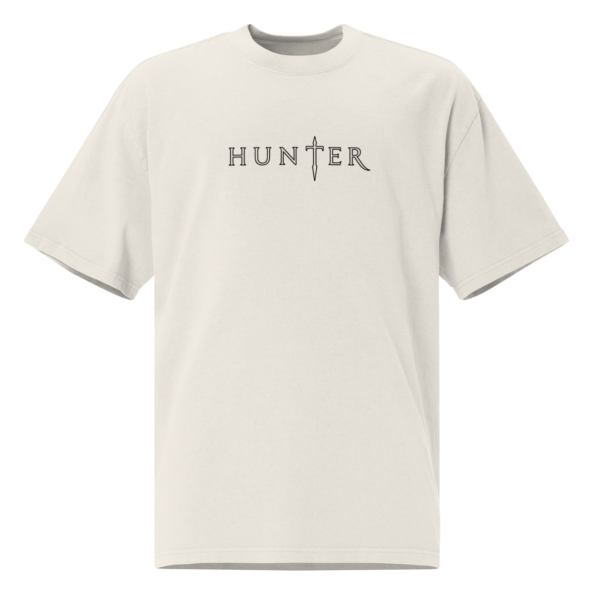 HUNTER mens oversized faded t shirt faded bone front — product mockup
