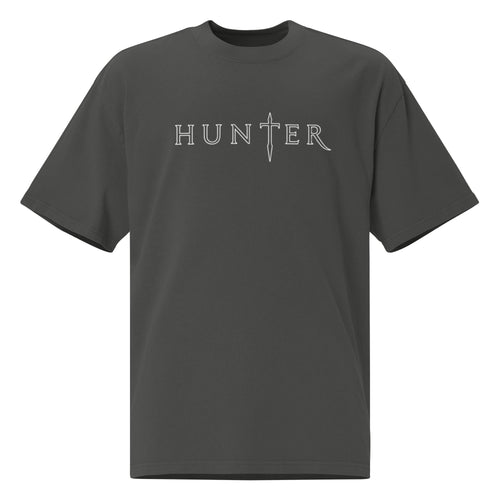 HUNTER mens oversized faded t shirt faded coal front — product mockup