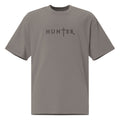 HUNTER mens oversized faded t shirt faded grey front — product mockup