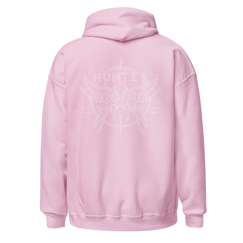 HUNTER unisex heavy blend hoodie light pink back — product mockup