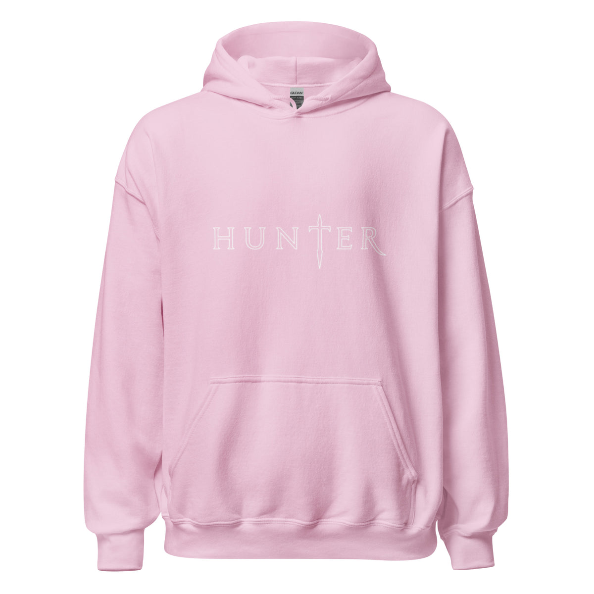 HUNTER unisex heavy blend hoodie light pink front — product mockup